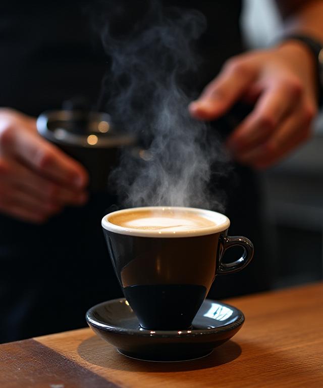 Artisanal pour over coffee being prepared in an industrial style cafe